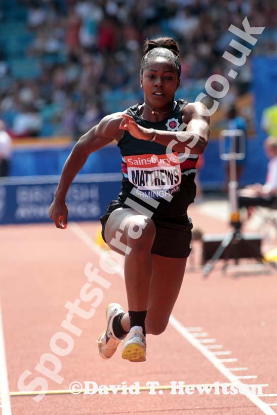 Chioma Matthews in the triple jump at the Sainsbury's British Championships, Birmingham.